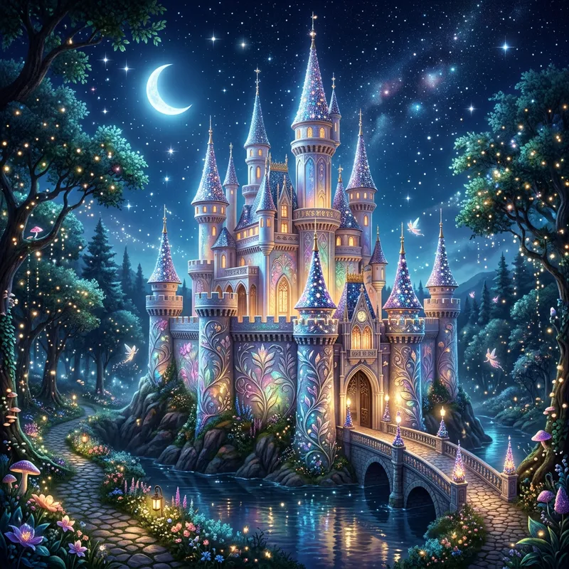 Illustrious Fairy Castle in Enchanting Forest Illustrious Fairy Castle in Enchanting Forest
