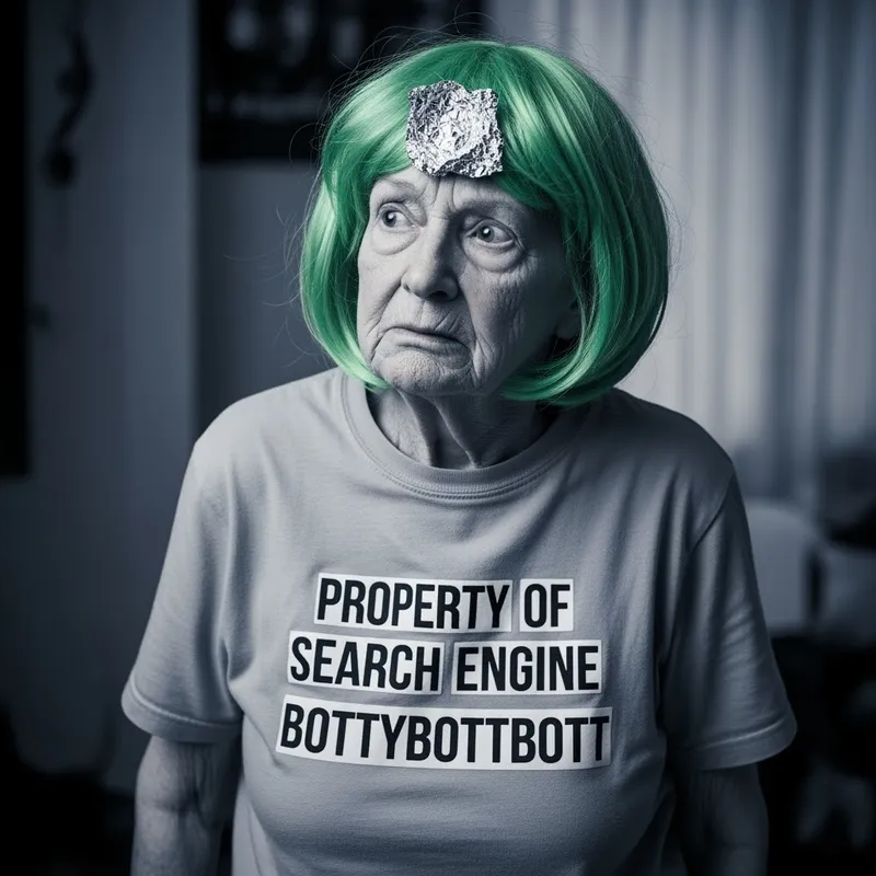 Confused Lady with Foil – Search Engine Humor Confused Lady with Foil – Search Engine Humor