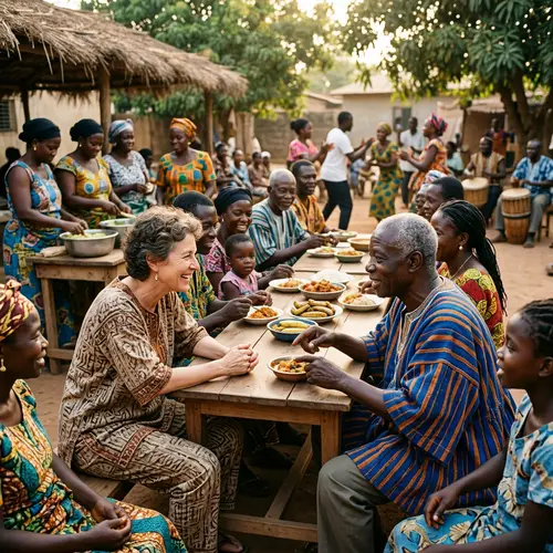 Cultural Exchange: Caucasian Person Among Black Community