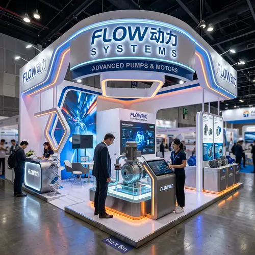 Futuristic 6m x 6m Exhibition Stand for Pumps & Motors