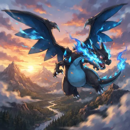 Mega Charizard X in Flight