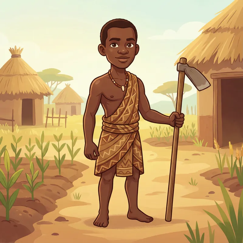 Cartoon Village Farmer: Pre-Colonial African Era