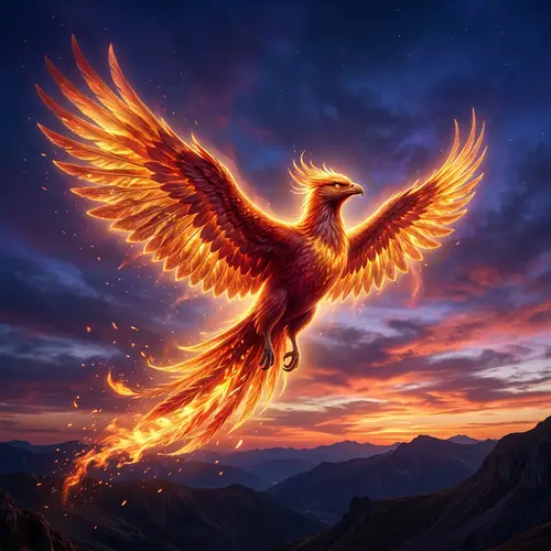 Majestic Phoenix Bird - Symbol of Rebirth and Resurgence
