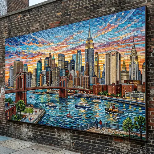NYC Skyline Mosaic Art | Unique Cityscape Design