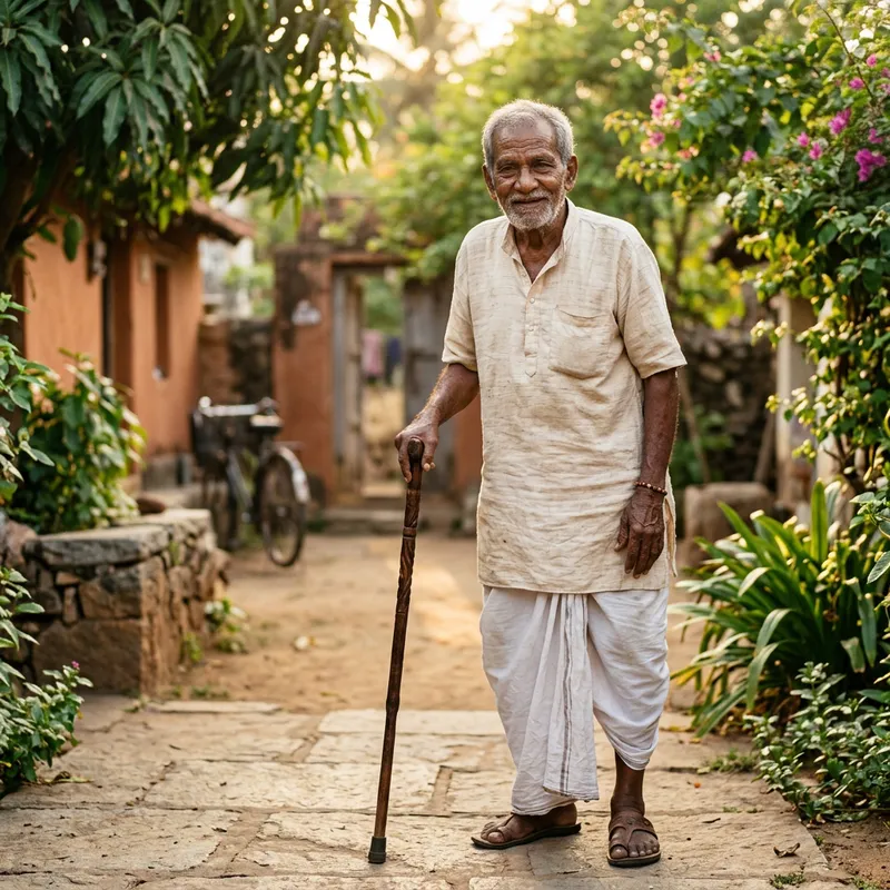 Elderly South Asian Man in Traditional Attire