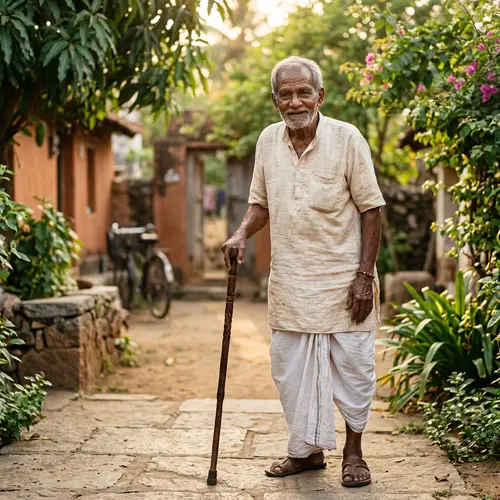 Elderly South Asian Gentleman in Traditional Attire | Tranquil Wisdom