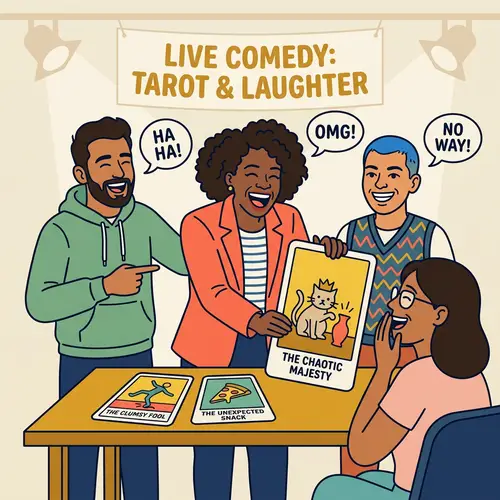 Diverse Comedians Drawing Tarot Cards | Comedy Show Laughter