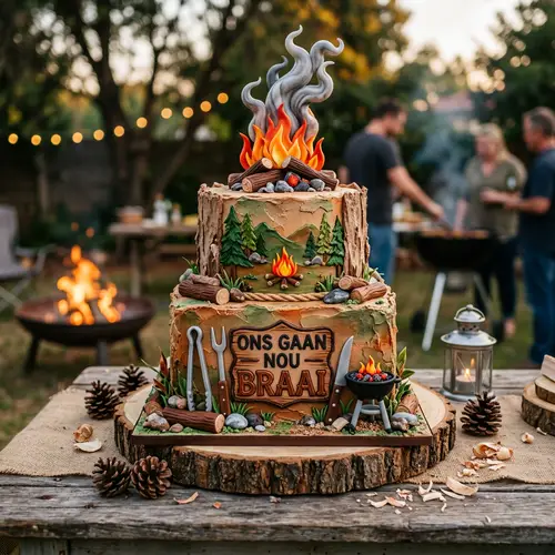 Rustic Campfire Birthday Cake Design Ideas