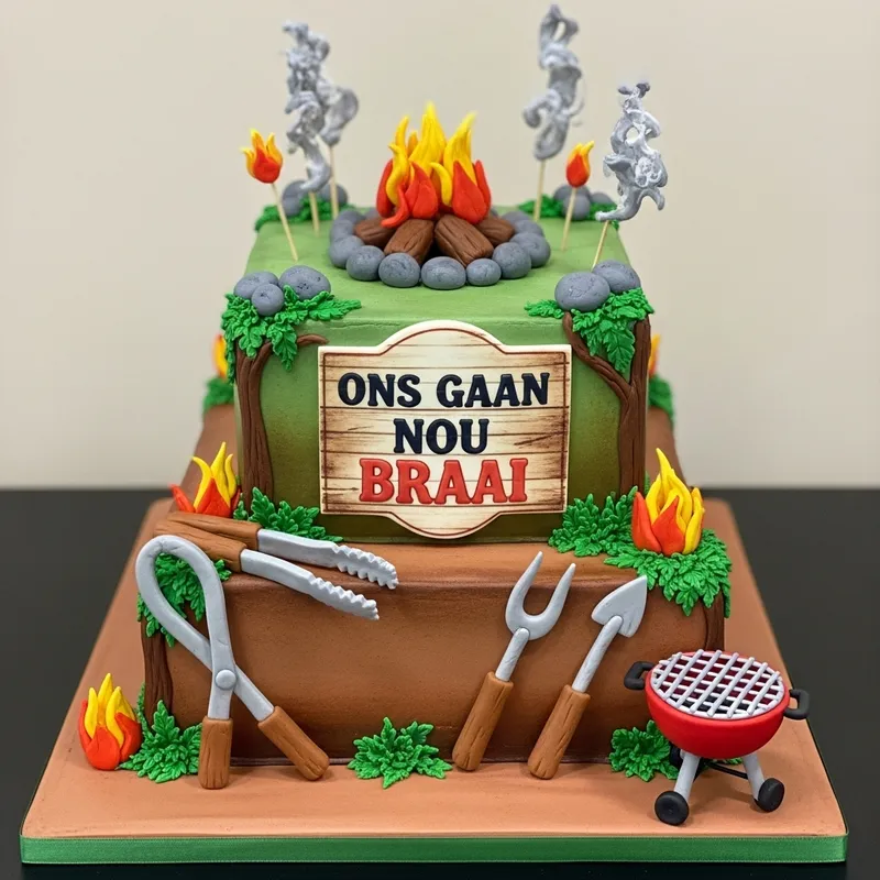 Rustic Campfire Birthday Cake Design Ideas