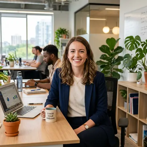 Smiling Professional Woman in Casual Business Attire