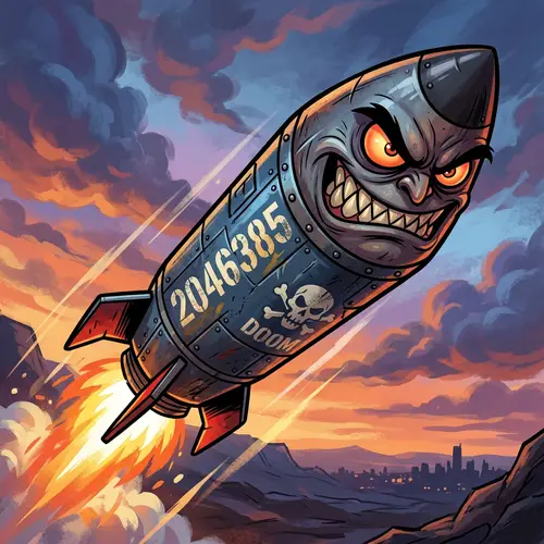 Evil Face Cartoon Missile Illustration