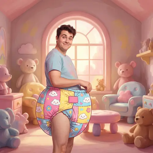 Whimsical Nursery Scene with Playful Model