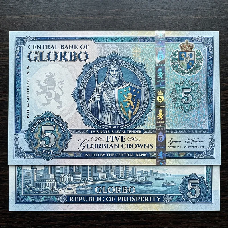 5 Glorbian Crown Banknote: Modern Currency Design