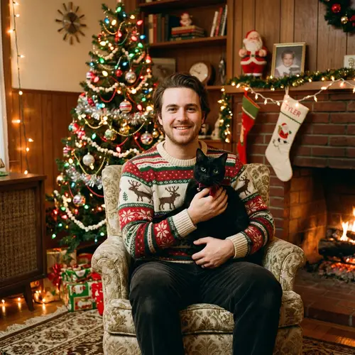 Retro Christmas with Tyler and a Black Cat