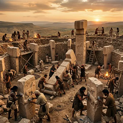 Göbeklitepe Temple Construction: Ancient Workers in Action
