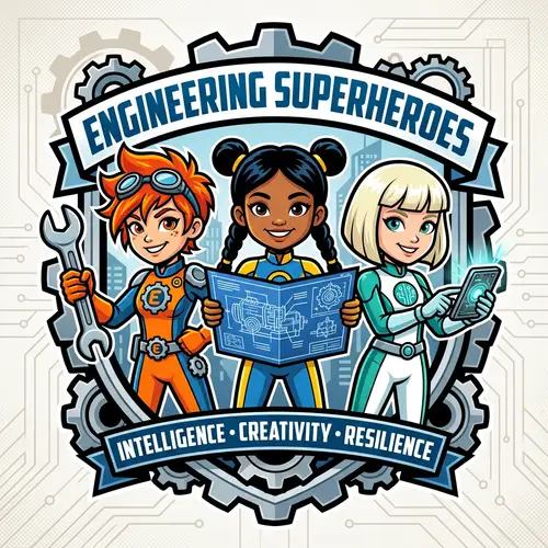 Engineering Superhero Girls Logo | Creative Characters Showcase Ingenuity