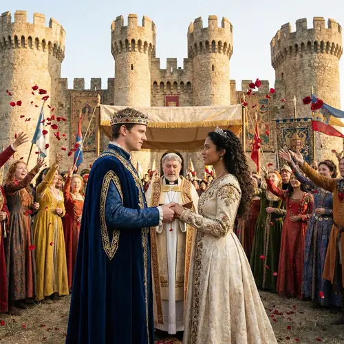 Caucasian Prince & Tan-Skinned Princess Royal Wedding Ceremony