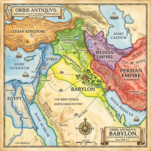 Ancient World Map: Babylon's Strategic Location and Neighboring Empires