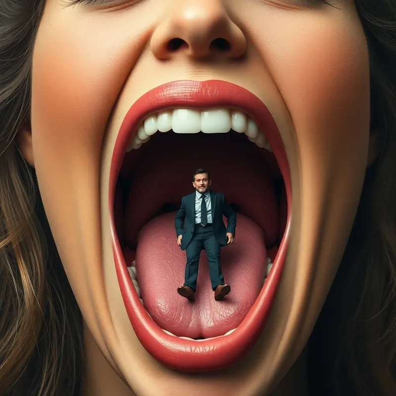 Giant Woman Holding Tiny Man - Surreal Art Giant Woman Holding Tiny Man - Surreal Art