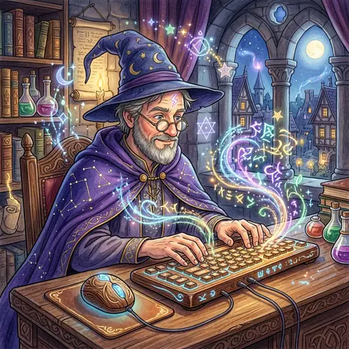 Enchanting Wizard Casting Spells with Keyboard and Mouse