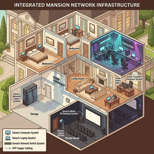 Luxurious Mansion with Networked Computers in Every Room