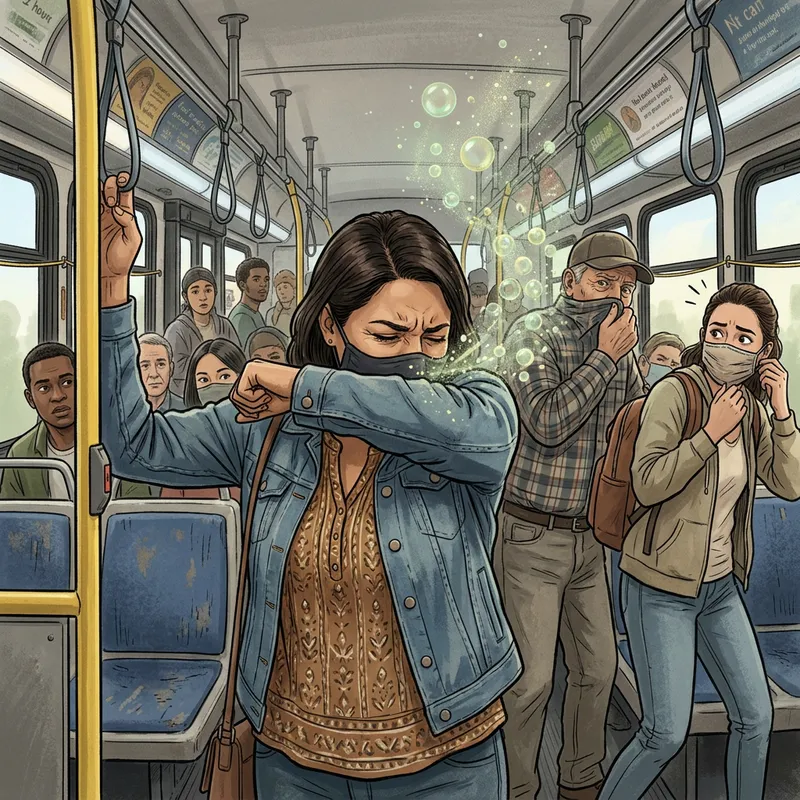 Spread of Diseases: Person Coughing or Sneezing Illustration