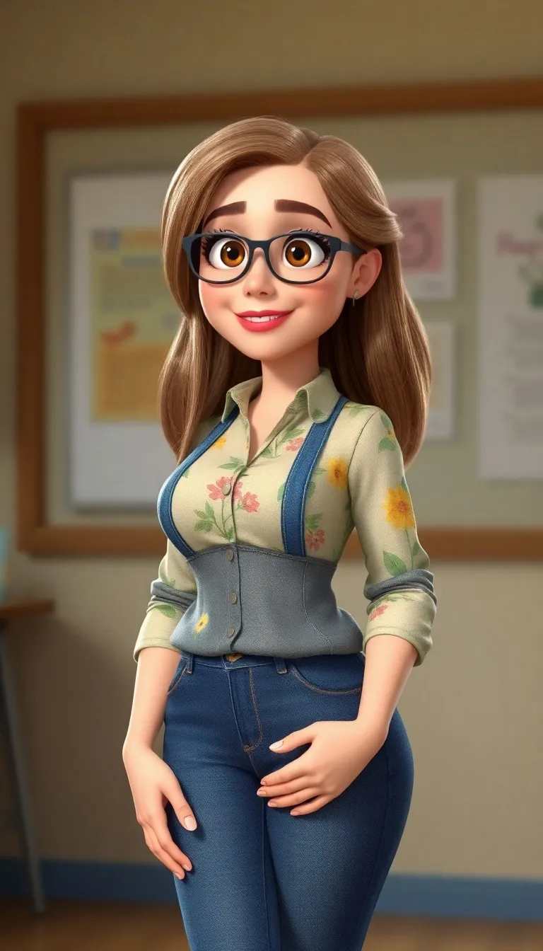 Charismatic Pixar-Style Female Teacher Character Charismatic Pixar-Style Female Teacher Character