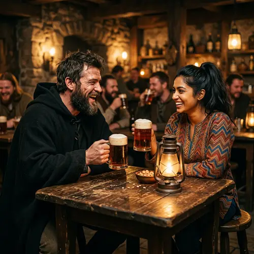 Black Cloak and Zig Zag Characters Drinking Beer Together