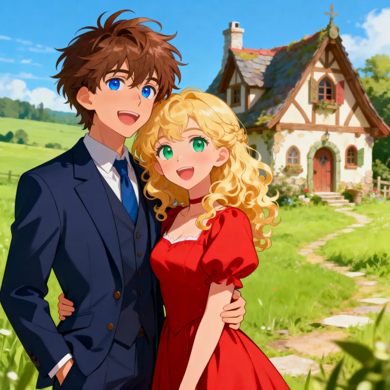 Animated Couple in a Fairy Tale Setting