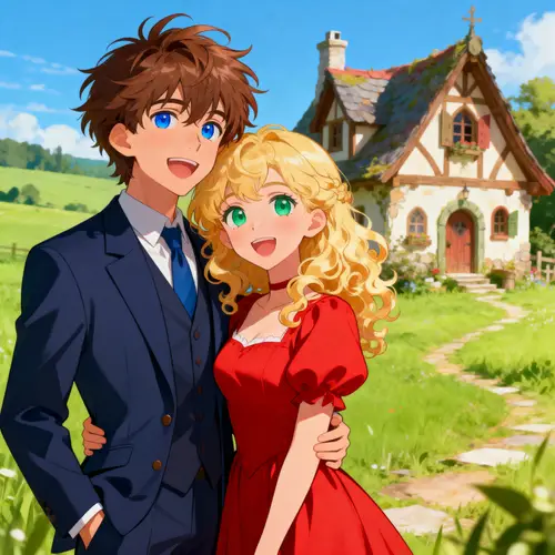 Animated Couple in a Fairy Tale Setting