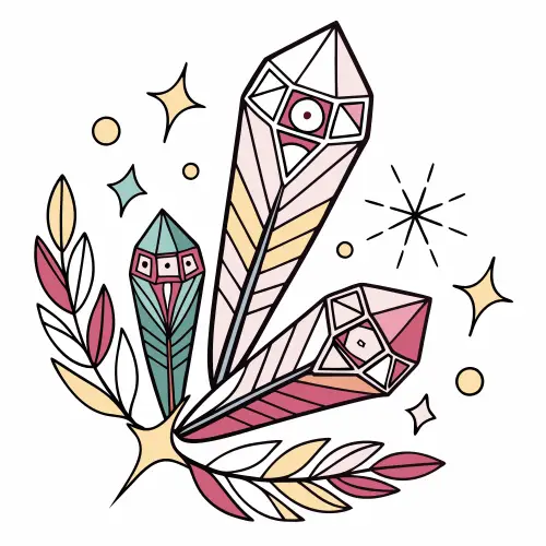 Vibrant Crystals Tattoo Animation on White Background