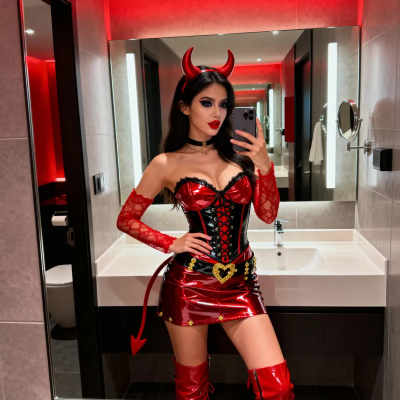 Glamorous Devil Costume Selfie Inspiration