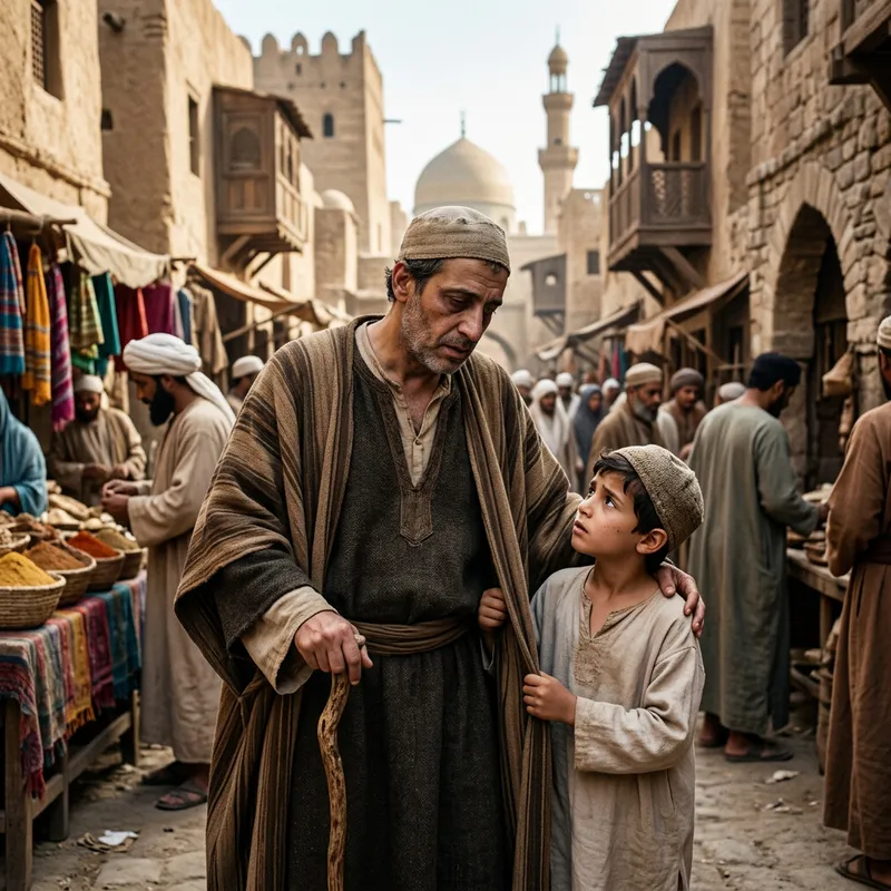 Sick Middle-Eastern Man Protects Young Boy in Historic City
