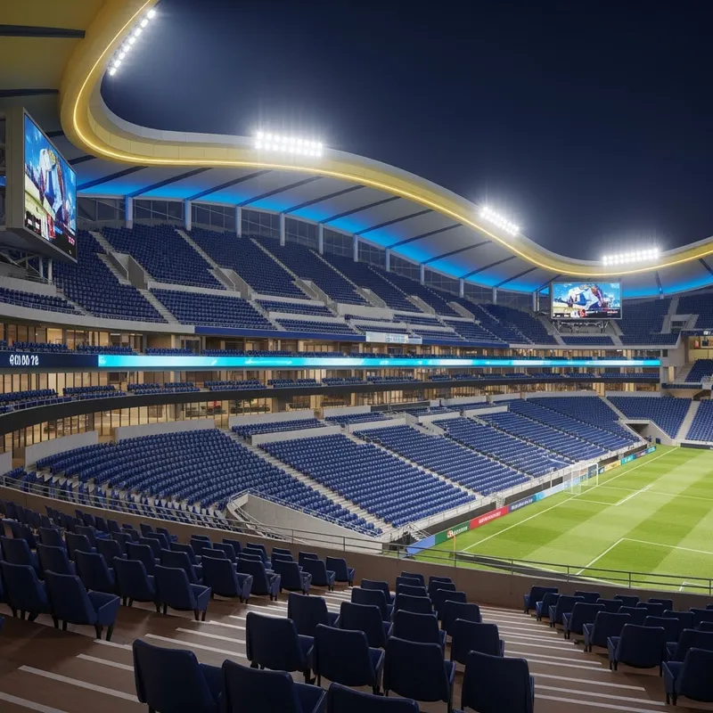 Vibrant Football Stadium with Experimental Architecture