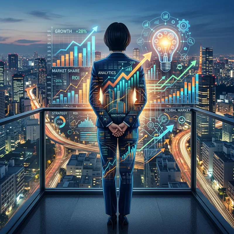 Businessman Cityscape Double Exposure Innovation Charts