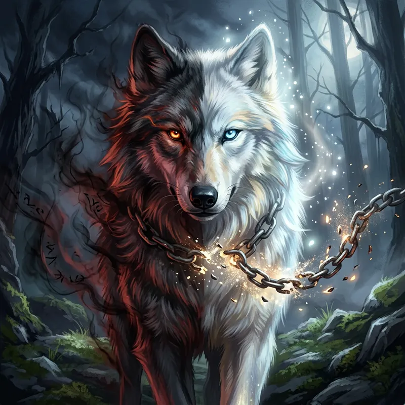 Ethereal Wolf: Half Good, Half Bad, Bound by Chain