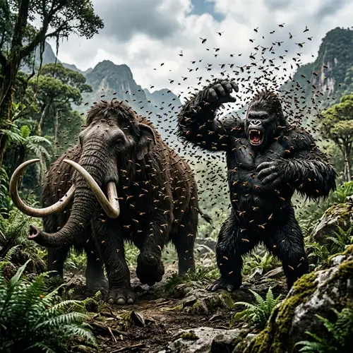 Mammoth and King Kong Surrounded by Hornets