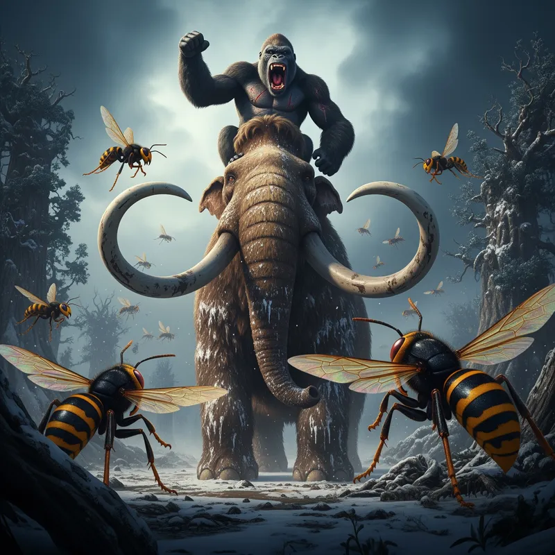 Mammoth and King Kong Surrounded by Hornets