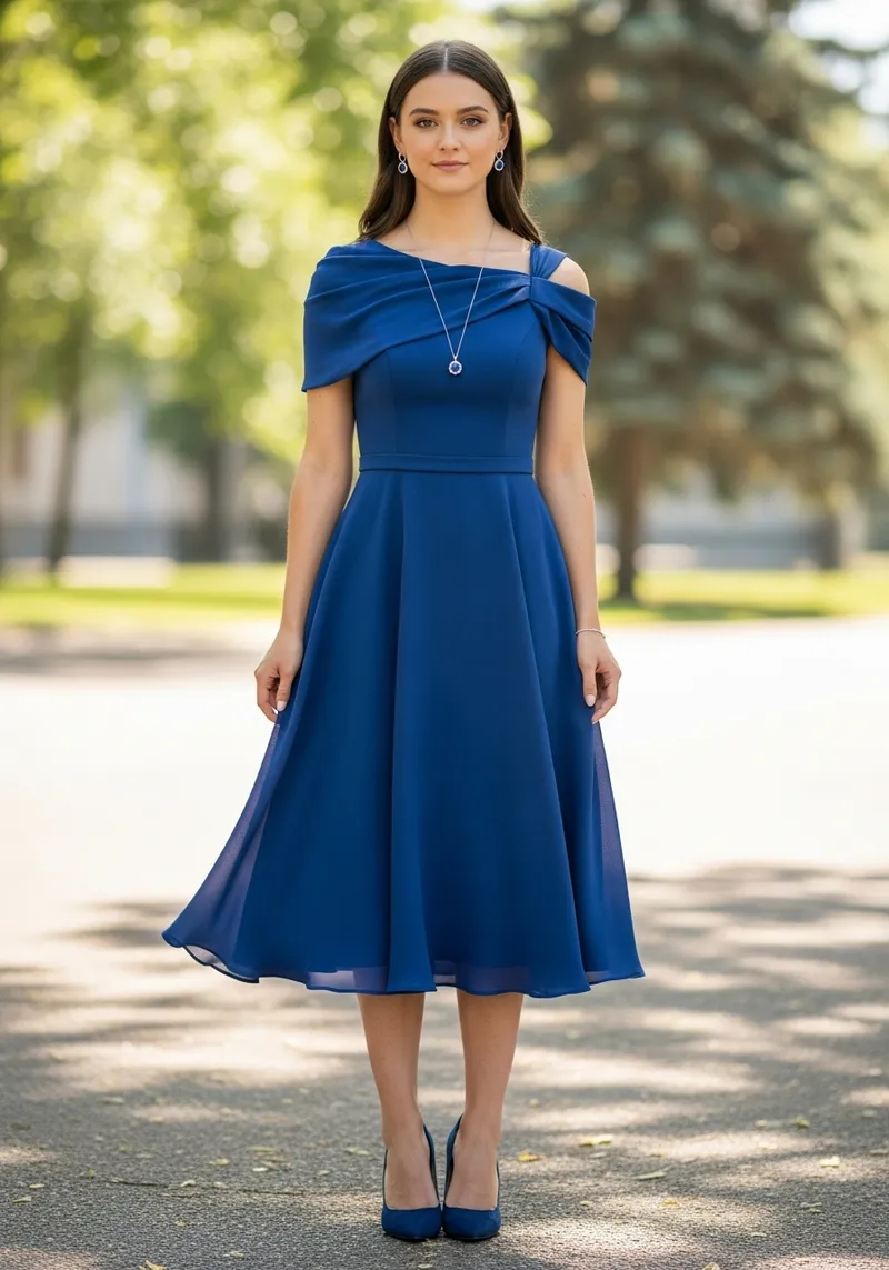 Elegant Blue Graduation Dress for Spring & Summer