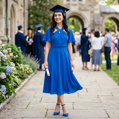 Elegant Blue Graduation Dress for Spring & Summer