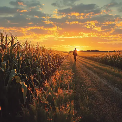 Illinois Cornfield at Dusk: A Scenic Highway View