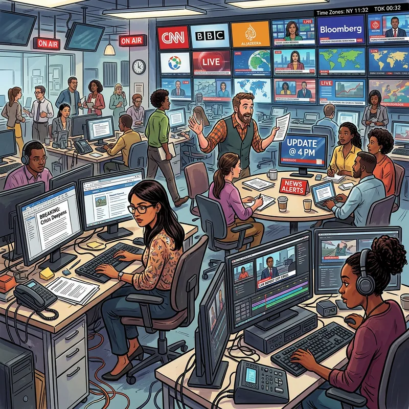 The Hustle and Bustle of a Modern Newsroom The Hustle and Bustle of a Modern Newsroom
