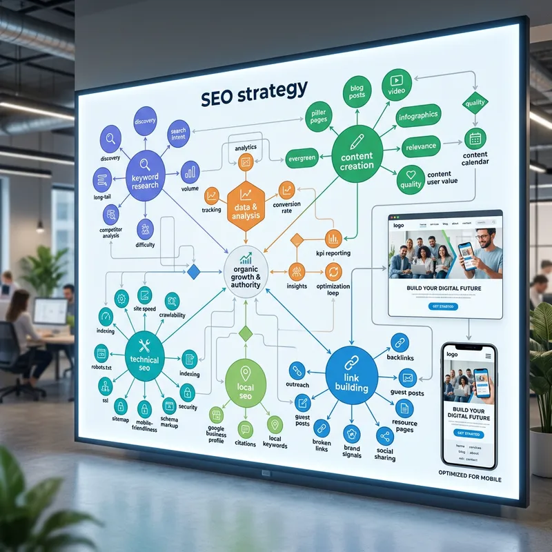 SEO Strategy & Modern Design Visualization