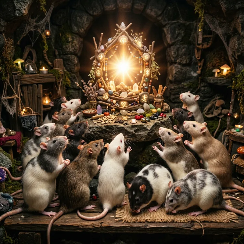 Decorative Rats Worshiping the Light