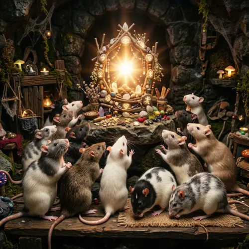 Decorative Rats Worshiping the Light