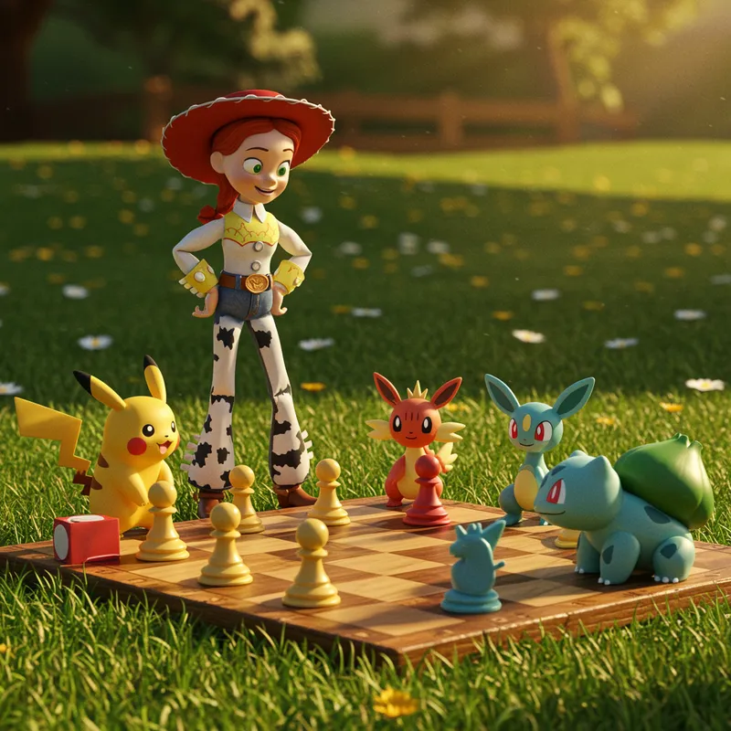 Jessie Playing Chess with Pokémon - Toy Story Fun