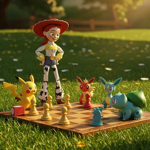 Jessie Playing Chess with Pokémon - Toy Story Fun
