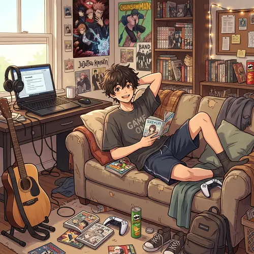 Charming Anime Boy in Casual Outfit | Anime Character Art