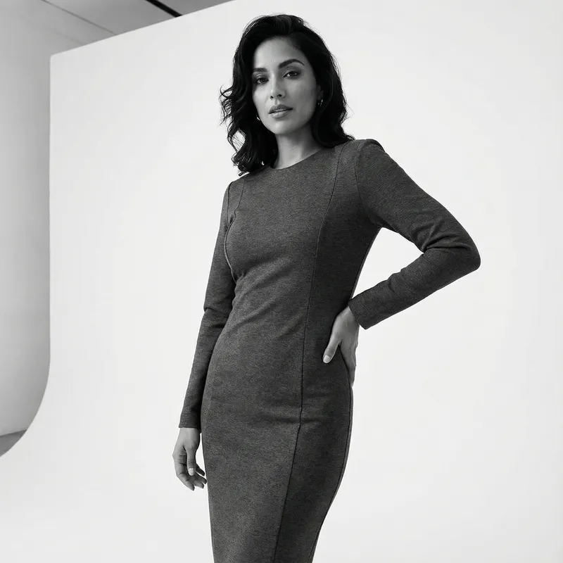 Elegant Form-Fitting Monochromatic Dress | Minimalist Fashion Photography