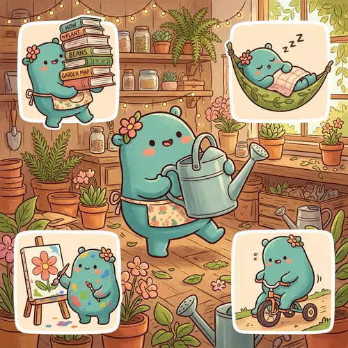 Cute Bean-Shaped Cartoon Character Illustration